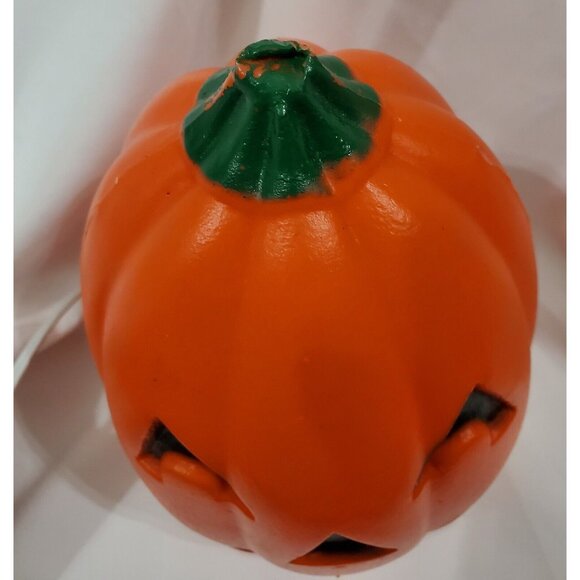 Halloween JACK-O-LANTERN BLOW MOLD 9"h w/ light cord orange plastic pumpkin head - Picture 10 of 11
